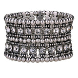 Crystal Wedding Bridal Jewelry Silver Cuff Bracelet