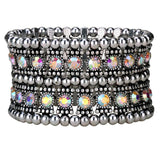 Crystal Wedding Bridal Jewelry Silver Cuff Bracelet