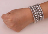 Crystal Wedding Bridal Jewelry Silver Cuff Bracelet
