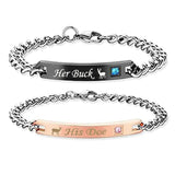 Letters Always Forever Stainless Steel Couples Bracelets Set