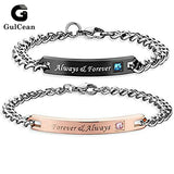 Letters Always Forever Stainless Steel Couples Bracelets Set