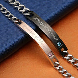 Letters Always Forever Stainless Steel Couples Bracelets Set
