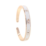 Summer Rose Enamel Evil Eye Open Cuff Bangle Bracelet