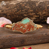 Australian Jades Cuff Bracelet Sea Sediment Jasper Beads