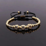 CZ Pave Crown Charm Bracelet Set for Men