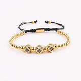 CZ Pave Crown Charm Bracelet Set for Men