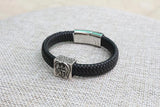 Punk Leather Cuff Bracelet Stainless Steel Clasp