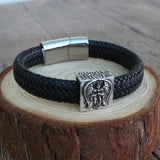 Punk Leather Cuff Bracelet Stainless Steel Clasp