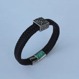 Punk Leather Cuff Bracelet Stainless Steel Clasp