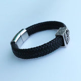 Punk Leather Cuff Bracelet Stainless Steel Clasp