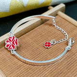 Multi-colored Four-Leaf Clover Charm Bracelets - Silver 925