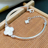 Multi-colored Four-Leaf Clover Charm Bracelets - Silver 925