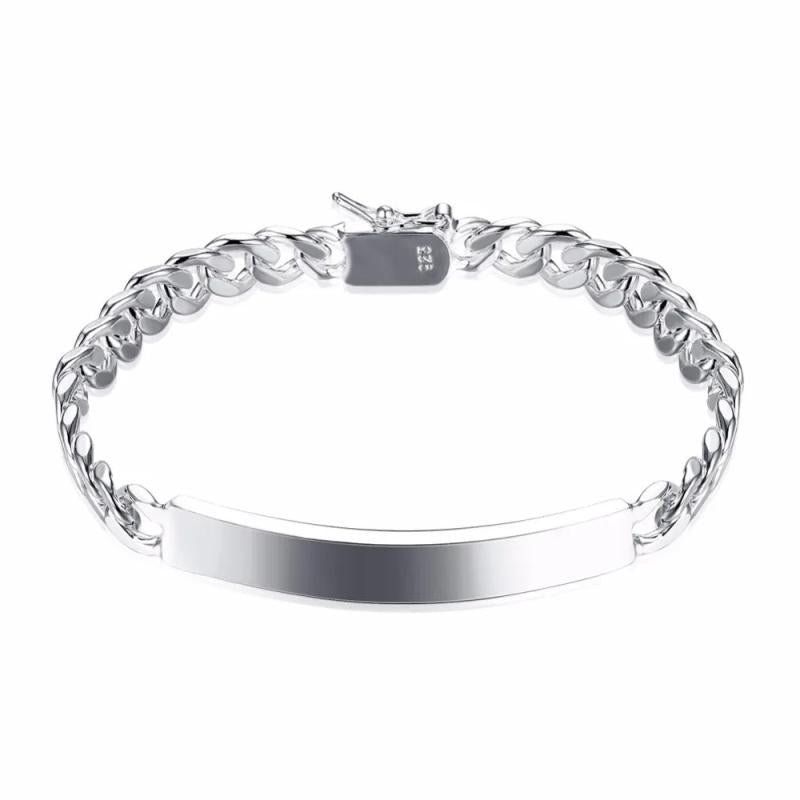 925 Silver 8mm Id Bracelet Bangle 21cm Watch Chain