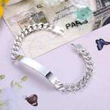 925 Silver 8mm Id Bracelet Bangle 21cm Watch Chain