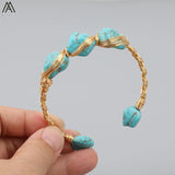 Turquoise Chunky Beads Cuff Bracelet Baroque Pearl Bangle