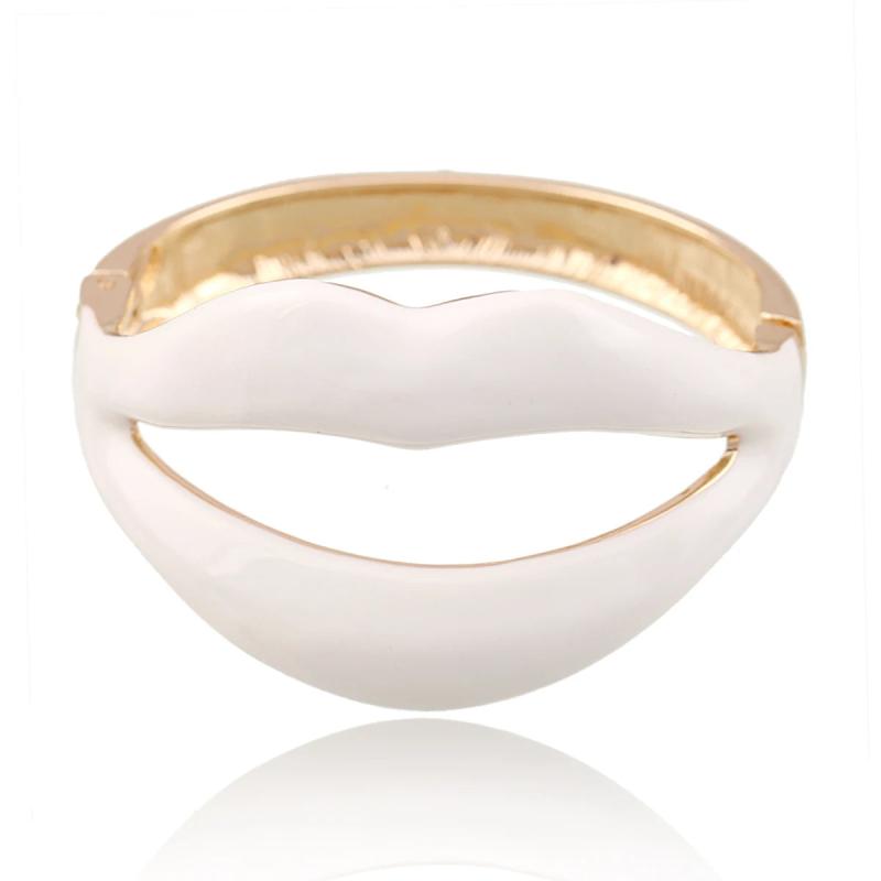 Kaymen Lip Shape Bangle Enamel Cuff Bracelet Wedding Party Bracelet