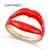 Kaymen Lip Shape Bangle Enamel Cuff Bracelet Wedding Party Bracelet