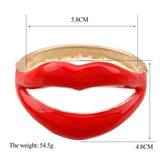 Kaymen Lip Shape Bangle Enamel Cuff Bracelet Wedding Party Bracelet