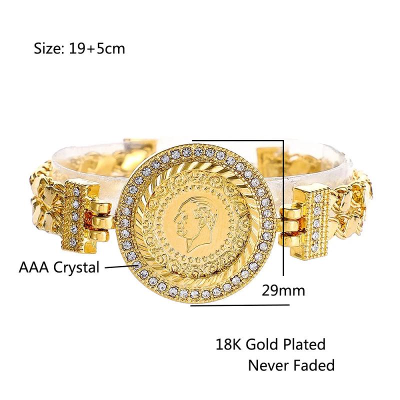 Muslim Crystal Bracelet Arab Charm Jewelry Coin Bracelet
