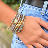 6-Piece Gray Beaded Strand Bracelets Set