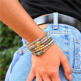 6-Piece Gray Beaded Strand Bracelets Set