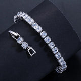 CWWZircons Princess Cut CZ Women Tennis Bracelet High CZ Jewelry