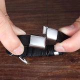 Irregular Double Layer Stainless Steel Leather Bracelet Men Bangle