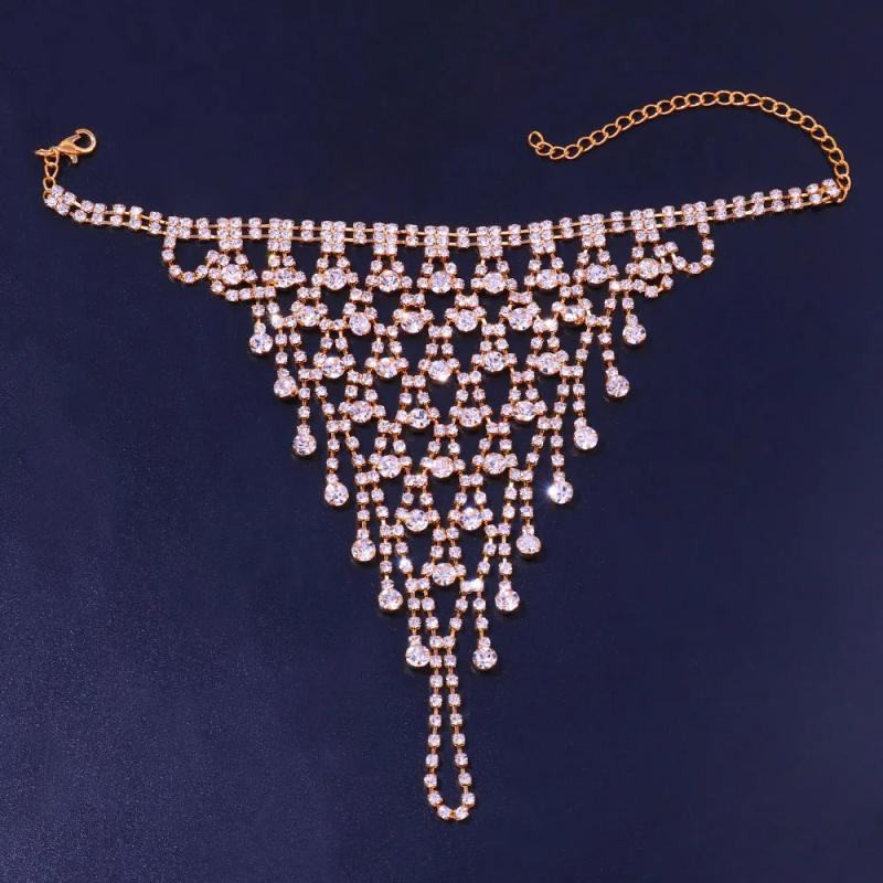 Stonefans Rhinestone Tassel Finger Nail Bracelet for Women Crystal Hand Harness 