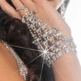 Stonefans Rhinestone Tassel Finger Nail Bracelet for Women Crystal Hand Harness 