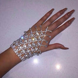 Stonefans Rhinestone Tassel Finger Nail Bracelet for Women Crystal Hand Harness 