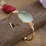 Australian Jades Stone Wire Wrapped Open Cuff Bracelet