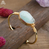 Australian Jades Stone Wire Wrapped Open Cuff Bracelet
