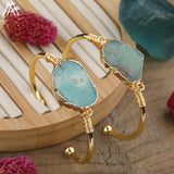 Australian Jades Stone Wire Wrapped Open Cuff Bracelet