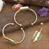Australian Jades Stone Wire Wrapped Open Cuff Bracelet