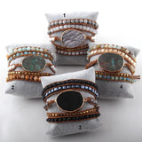 5 Strands Wrap Bracelet Women Leather Mixed Stones Charm