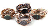 5 Strands Wrap Bracelet Women Leather Mixed Stones Charm