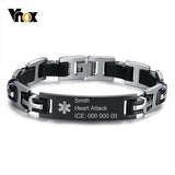 Men's Stainless Steel Medical Alert ID Wrist Bracelet
