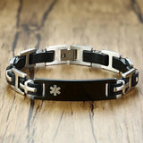 Men's Stainless Steel Medical Alert ID Wrist Bracelet