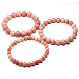 Rhodonite Beads Bracelet Gemstone Stretch Meditation Jewelry