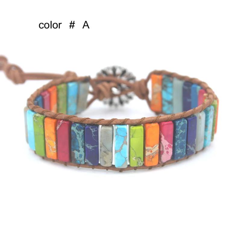Boho Wrap Bracelet Women Leather Rope Stone Beaded Fancy Bracelet
