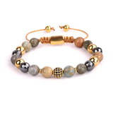 Women Bracelet Natural Stone CZ Ball Friendship Beads