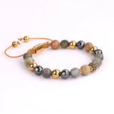 Women Bracelet Natural Stone CZ Ball Friendship Beads