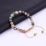 Women Bracelet Natural Stone CZ Ball Friendship Beads