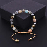 Women Bracelet Natural Stone CZ Ball Friendship Beads