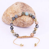 Women Bracelet Natural Stone CZ Ball Friendship Beads