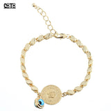 Muslim 18K Real Bracelet Evil Eye Coin Bracelet Islamic Allah Adjustable