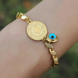 Muslim 18K Real Bracelet Evil Eye Coin Bracelet Islamic Allah Adjustable
