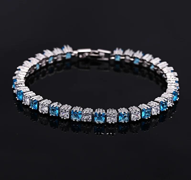 CWWZ Princess Cut CZ Crystal Tennis Bracelet for Women