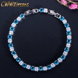 CWWZ Princess Cut CZ Crystal Tennis Bracelet for Women