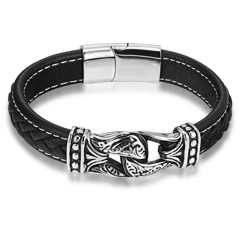 Stainless Steel Leather Bracelet 19cm,21cm Women Men Jewelry